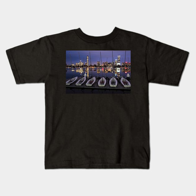 Charles River Boats Clear Water Reflection Kids T-Shirt by WayneOxfordPh